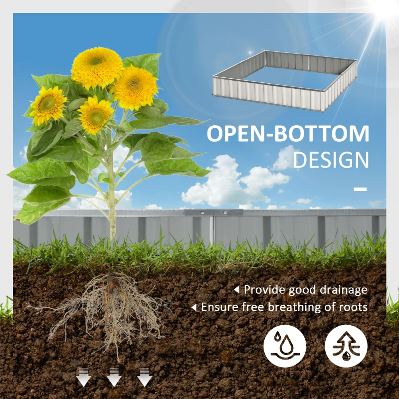 Outsunny 8.5' x 3' x 1' Raised Garden Bed, Galvanized Metal Planter Box for Vegetables Flowers Herbs, White