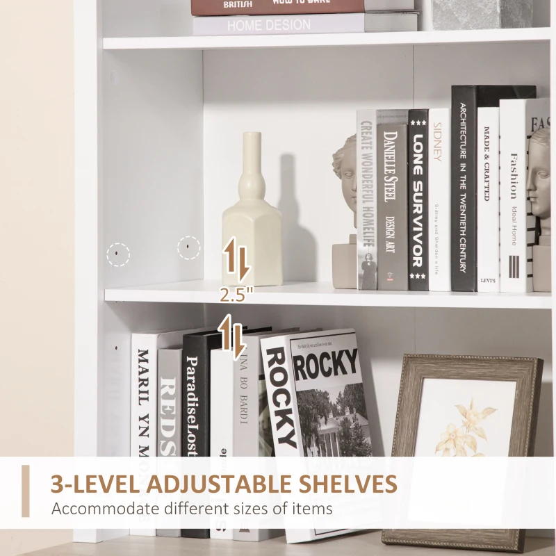 HOMCOM 70" Kitchen Hutch, Freestanding Storage Pantry Cabinet with 3-Tier Shelving, Sideboard with Adjustable Shelves and Open Countertop, White