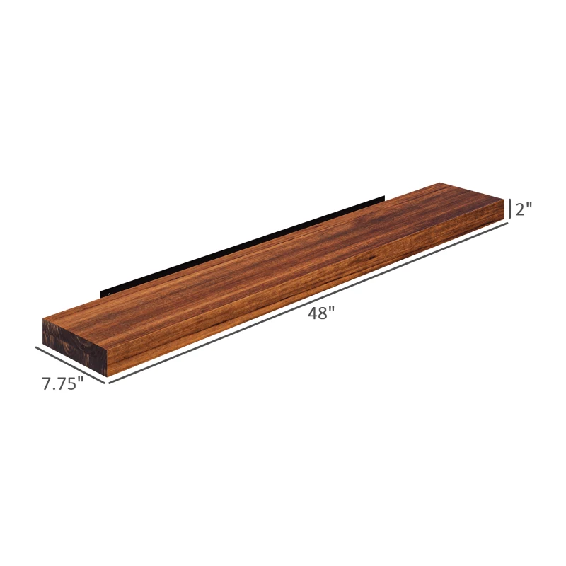 HOMCOM 48" Fireplace Mantel, Fir Wood Floating Shelf, Wall Mounted, Brown