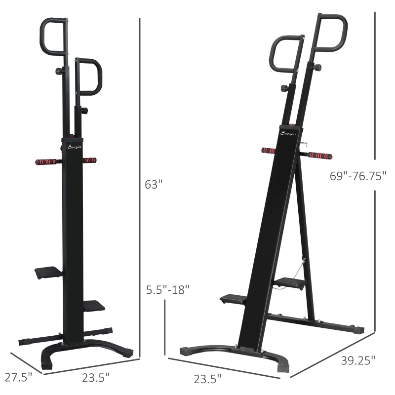 Soozier Folding Vertical Climber Exercise Machine, Height Adjustable Climbing Machine, Stair Stepper with LCD Monitor and Transport Wheels for Full Body Workout
