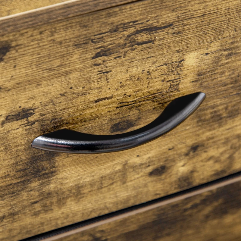 HOMCOM Living Room Storage Cabinet, Industrial Accent Cabinet with 6 Fabric Bins, 2 Open Shelves for Living Room, Rustic Brown