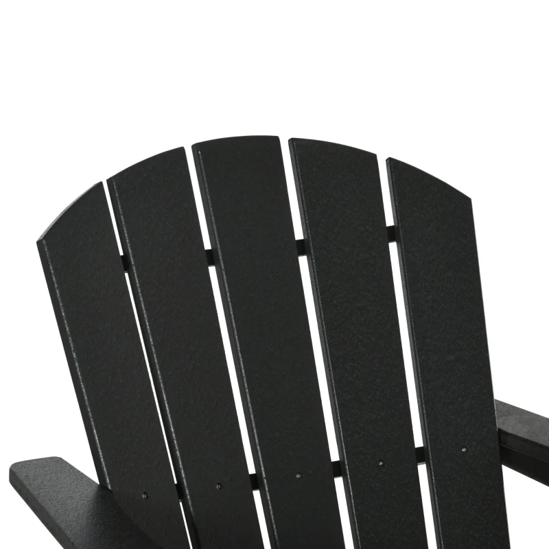 Outsunny Adirondack Chair with Cup Holder, All Weather Patio Chair HDPE Lounger, Fire Pit Seating High Back and Wide Seat for Outdoor, Backyard, Garden, Deck, Lawn, Black