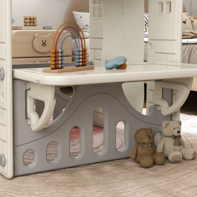 Qaba Kids Playhouse, Indoor Sleek Play House Cottage Pretend Role Games, with Arched Doors, for Ages 1-6 Years