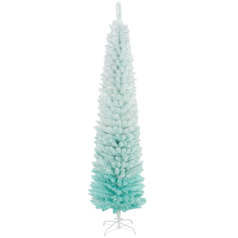 HOMCOM 7' PVC Slim Pencil Artificial Christmas Tree 500 Branch Tips