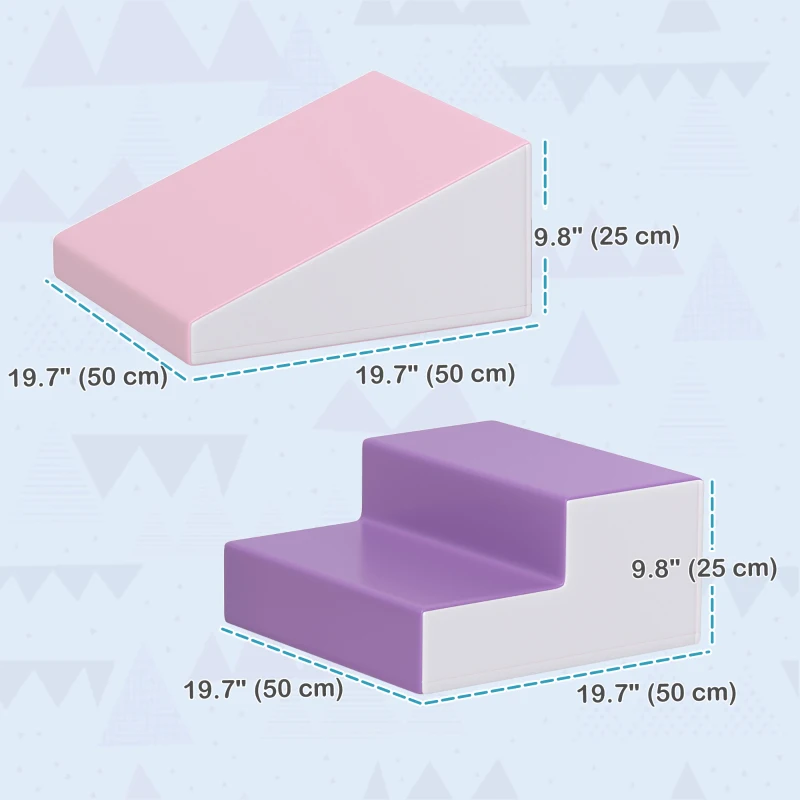 Soozier 2-Piece Climb and Crawl Activity Soft Play Set, for Toddler Preschooler Babies Indoor, Purple