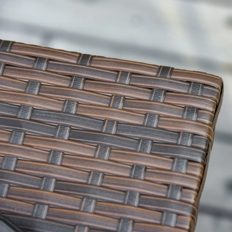 Outsunny Outdoor Side Table with Umbrella Hole, 2 Tier Rattan Wicker End Table with Storage Shelf, All Weather for Outdoor, Patio, Garden, Backyard, Mixed Brown