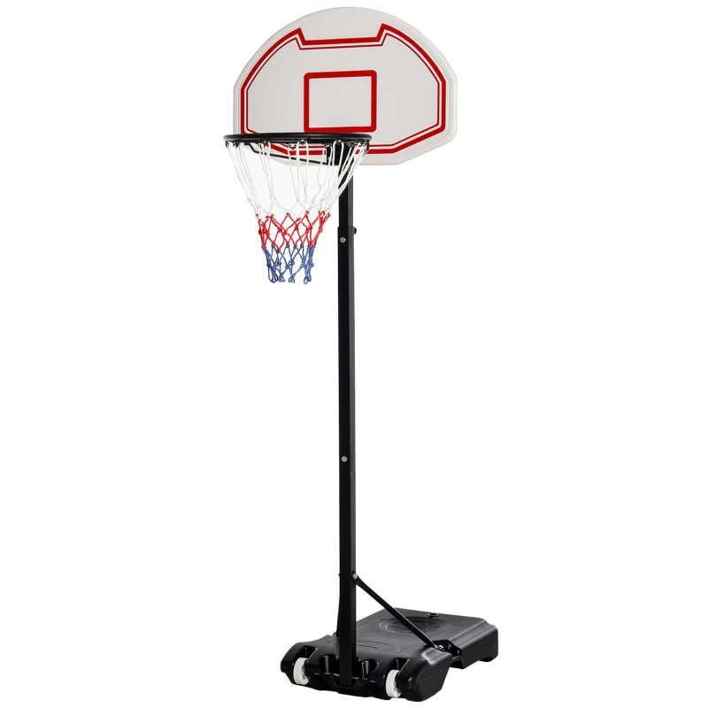 Soozier Portable Basketball Hoop and Stand, 5-7ft Height-Adjustable, with Wheels, 29" Backboard, Ball Holder, Durable Basketball Goal for Indoor and Outdoor Use
