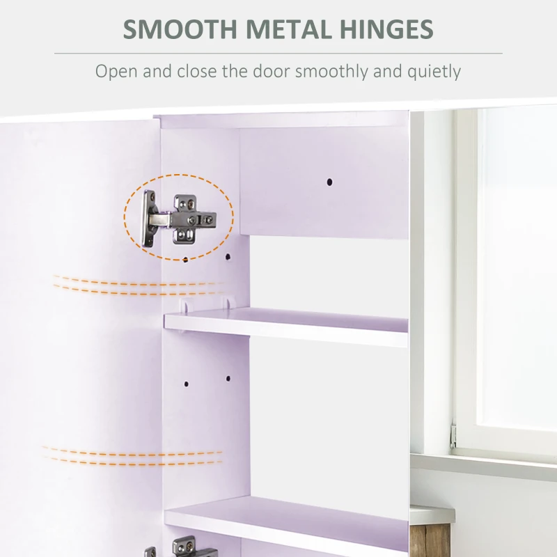 HOMCOM Bathroom Mirror Cabinet, Wall-Mounted Storage Organizer with Double Doors, Adjustable Shelf, Light Lilac