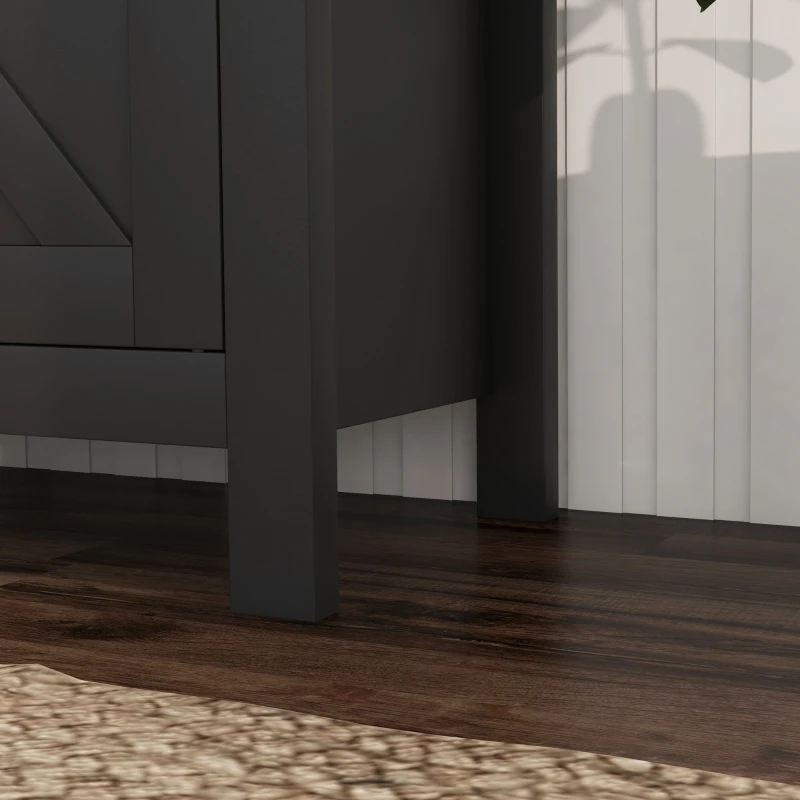 HOMCOM 32.5" Farmhouse Storage Sideboard Buffet Cabinet with Drawer and Shelf for Living Room Entryway White