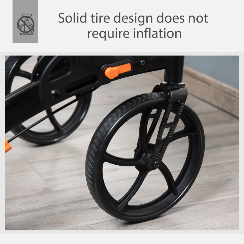 HOMCOM Aluminum Rollator Walker for Seniors and Adults with 10'' Wheels FSA HSA Eligible, Seat and Backrest, Folding Rolling Walker with Adjustable Handle and Storage Bag, Support up to 300lbs, Black