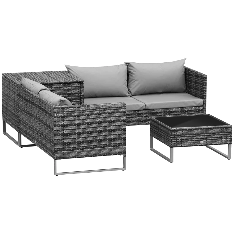 Outsunny 4 Piece Patio Furniture Set with Coffee Table and Corner Table for Backyard, Porch, Poolside, Balcony, Garden