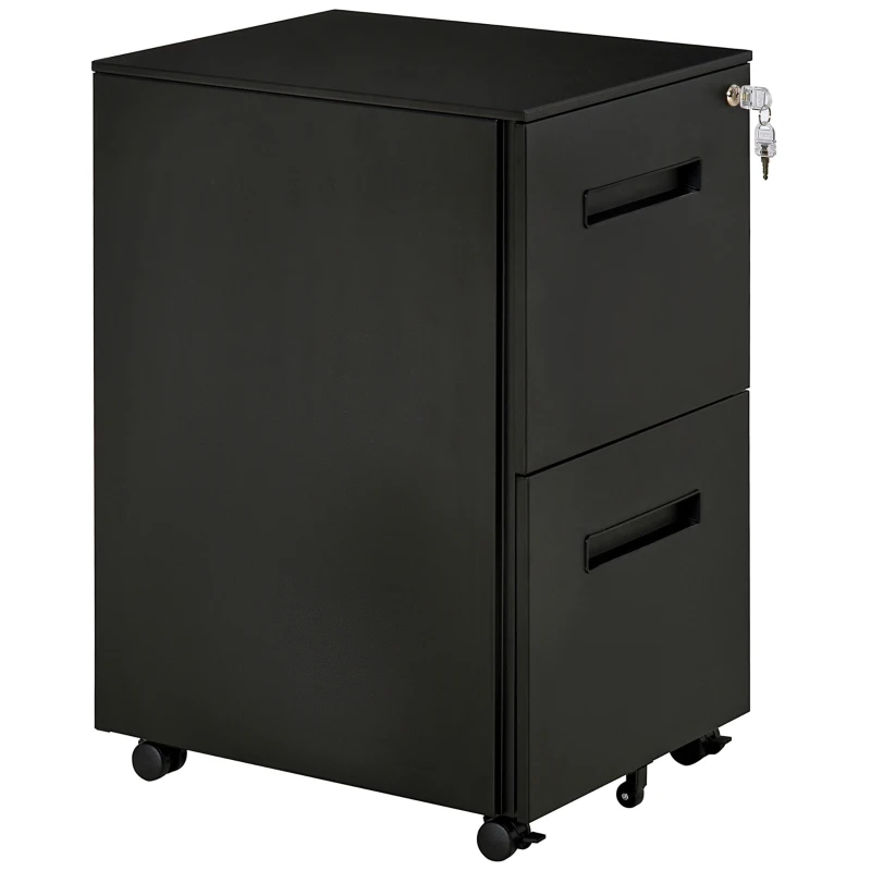 Vinsetto File Cabinet, Vertical Filing Cabinet with Adjustable Partition for A4 Letter Size, Lockable for Office, Black