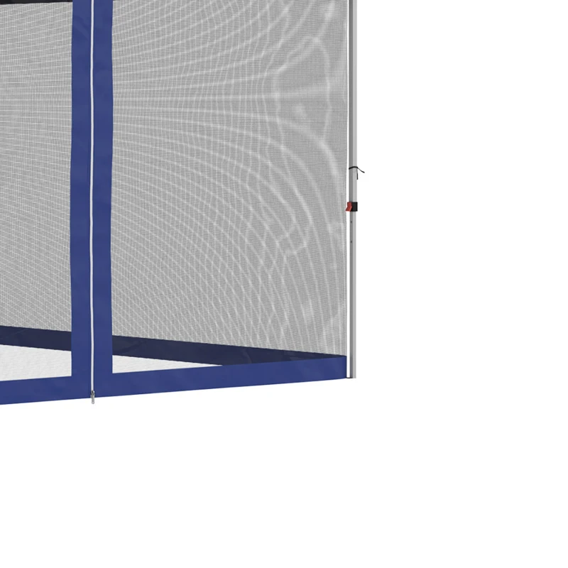 Outsunny 10' x 10' Pop-Up Party Tent Outdoor Canopy Tent with Mesh Sidewalls, 3-Level Adjustable Height, Roller Bag, Blue