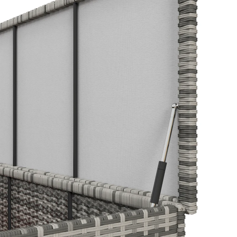 Outsunny 83 Gallon Deck Box, Large Outdoor Storage Chest, PE Wicker Trunk for Outside on Wheels for Garden Tools, Pool Supplies & Patio Furniture Cushions, Gray