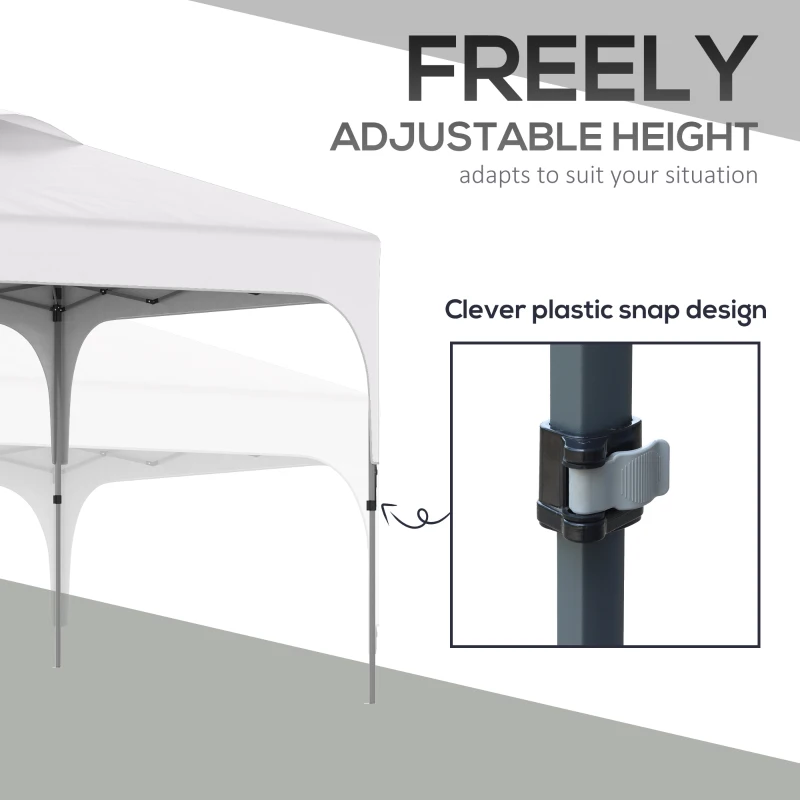 Outsunny 10' x 10' Pop Up Canopy Tent with Wheeled Carry Bag and 4 Sand Bags, Instant Sun Shelter, Tents for Parties, Height Adjustable, for Outdoor, Garden, Patio, White