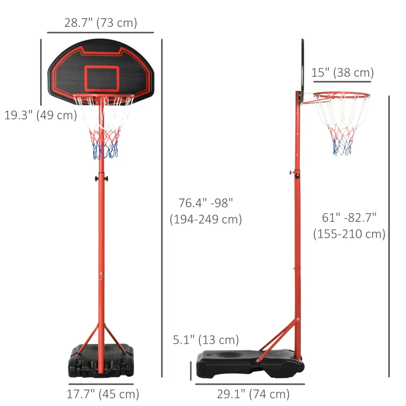 Soozier Portable Basketball Hoop, 5-7FT Adjustable Basketball System with 29" Shatterproof Backboard for Backyard Driveway Indoor Outdoor