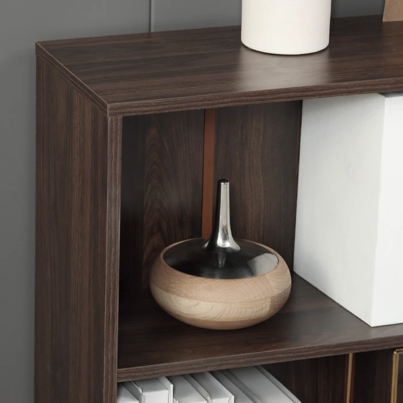 HOMCOM Wood Small Bookshelf 2 Tier Storage Rack Chest Unit Home Office Furniture Walnut