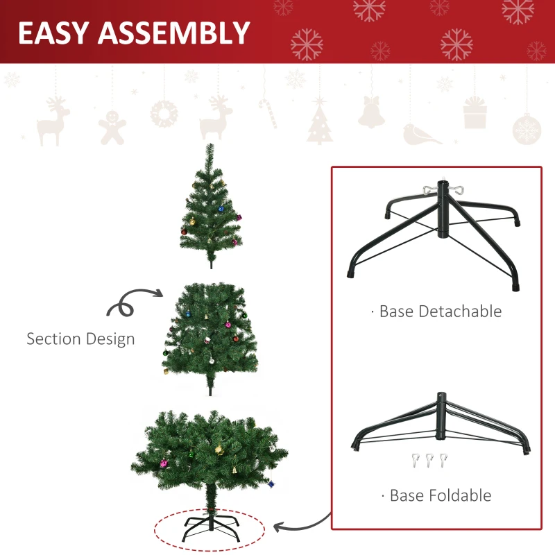 HOMCOM 6ft Green Christmas Tree Artificial Xmas Holidays Party with Decoration Ornament