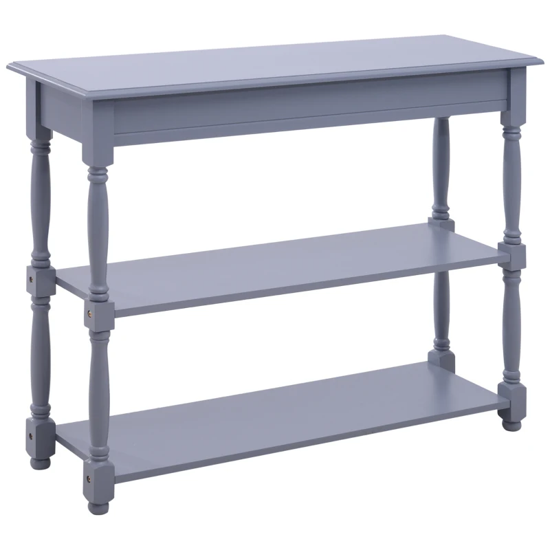 HOMCOM Console Table Modern Sofa Table with 2 Tier Shelves for Living Room, Entryway, Bedroom, Grey