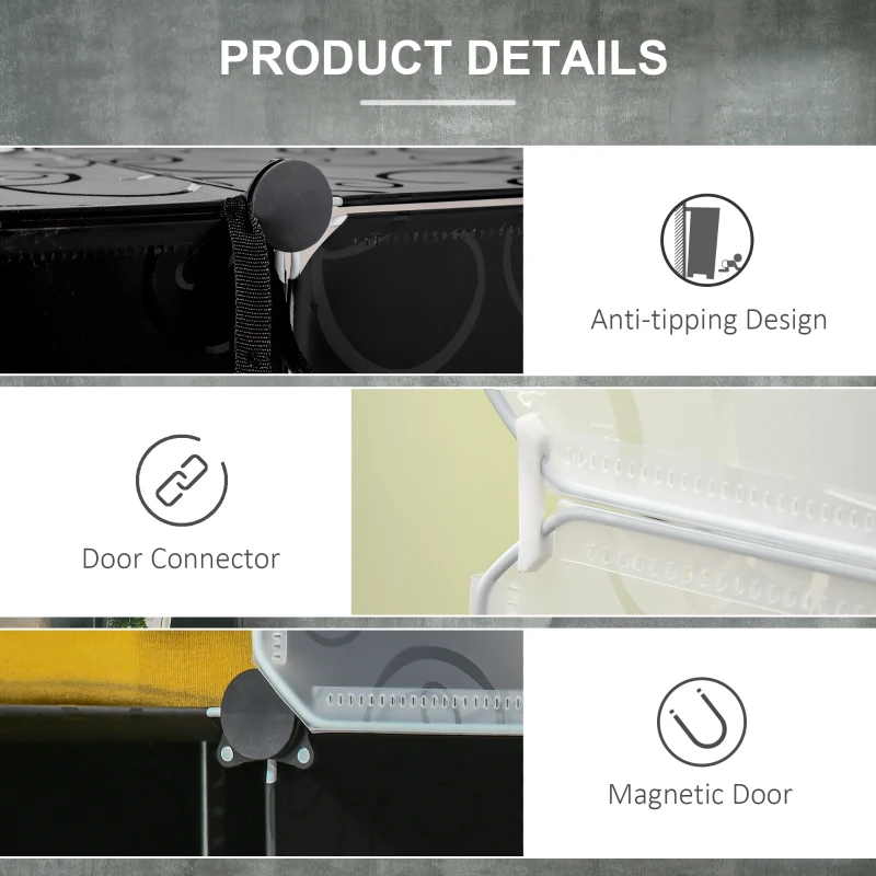 HOMCOM Cube Storage Organizer, DIY 20-Cube Modular Cabinet, Shoe Rack with Doors for Living Room, Black