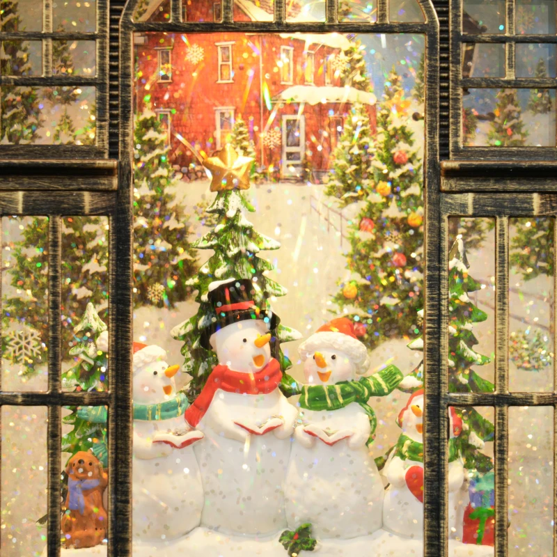 HOMCOM Musical Snow Globe with Lights, Christmas Snow Globe Lantern with Swirling Glitter for Holiday Party Gift, Bronze