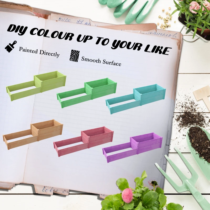 Outsunny DIY Raised Garden Bed, Two-Box Wooden Planters for Outdoor Vegetables, Flowers, Herbs, Plants, Easy Assembly