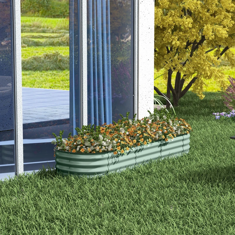 Outsunny 6.4' x 2' x 1' Galvanized Raised Garden Bed Kit, Metal Planter Box with Safety Edging, Green