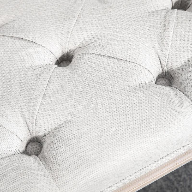 HOMCOM 32" Linen Upholstered Bedroom Bench, French End of Bed Bench with Thick Padded Cushion and Wooden Legs, Cream White