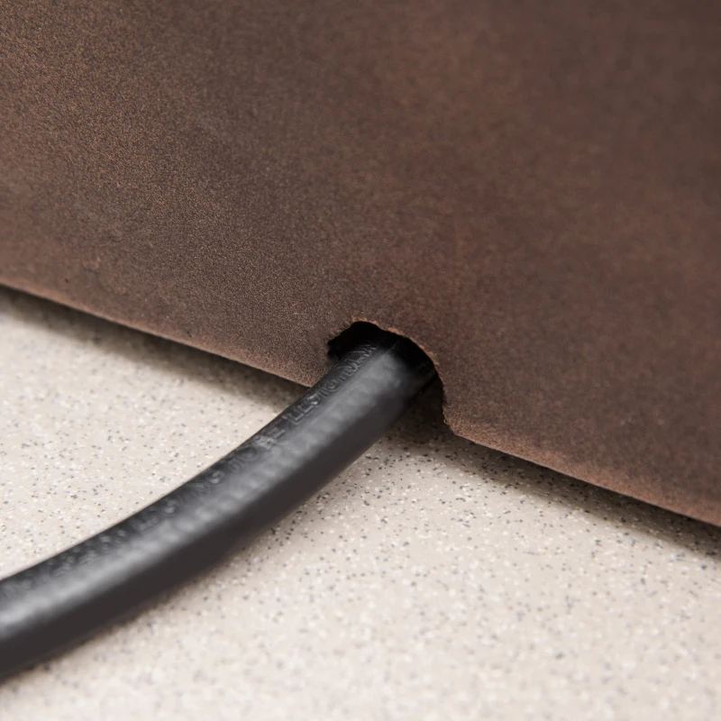 Outsunny 56" Firepit Table for Outside, 50,000 BTU Large Rectangular Stone Gas Firepit with Lava Rocks & Rain Cover, Fits 20lb Tank, Brown