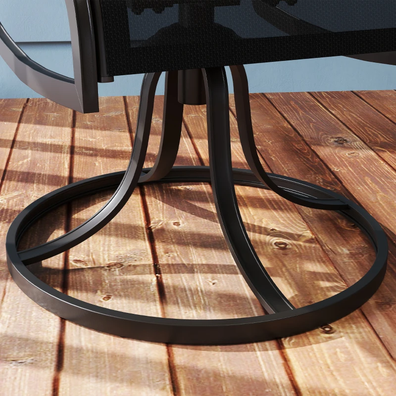 Outsunny 2-Piece Swivel Patio Dining Chairs, 360° Swivel Rocking Outdoor Chairs with Curved Armrests, Breathable Mesh Seat & S Shape Backrest for Yard, Lawn, Porch, Black