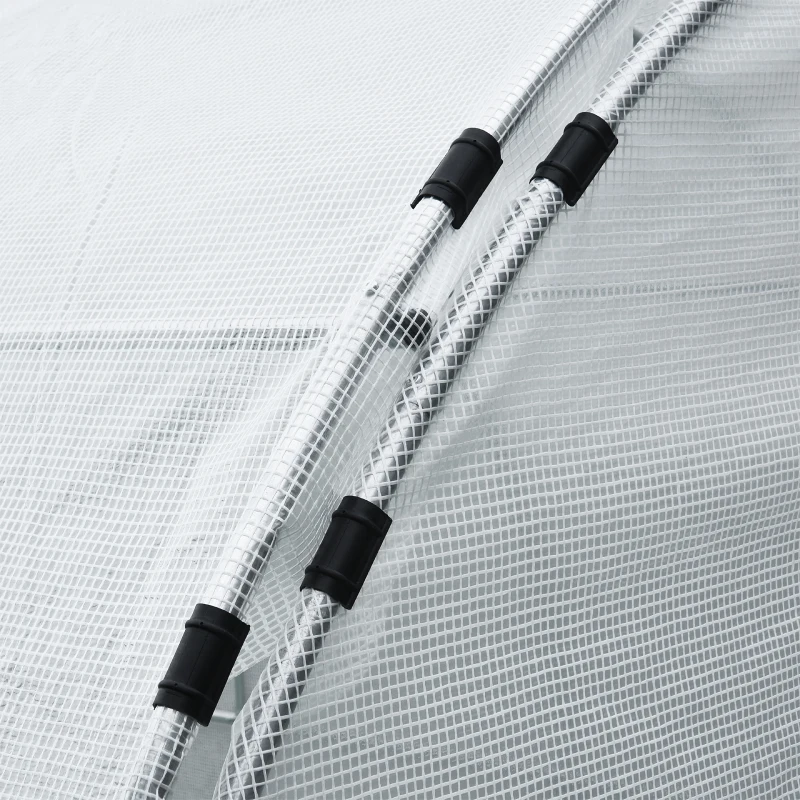 Outsunny 20' x 10' x 7' Large Walk-in Greenhouse, Steel Frame, PE Cover, 2 Doors, Outdoor Tunnel Hoop Hot House Kit for Tropical Plants, Flowers, Herbs and Vegetables, White