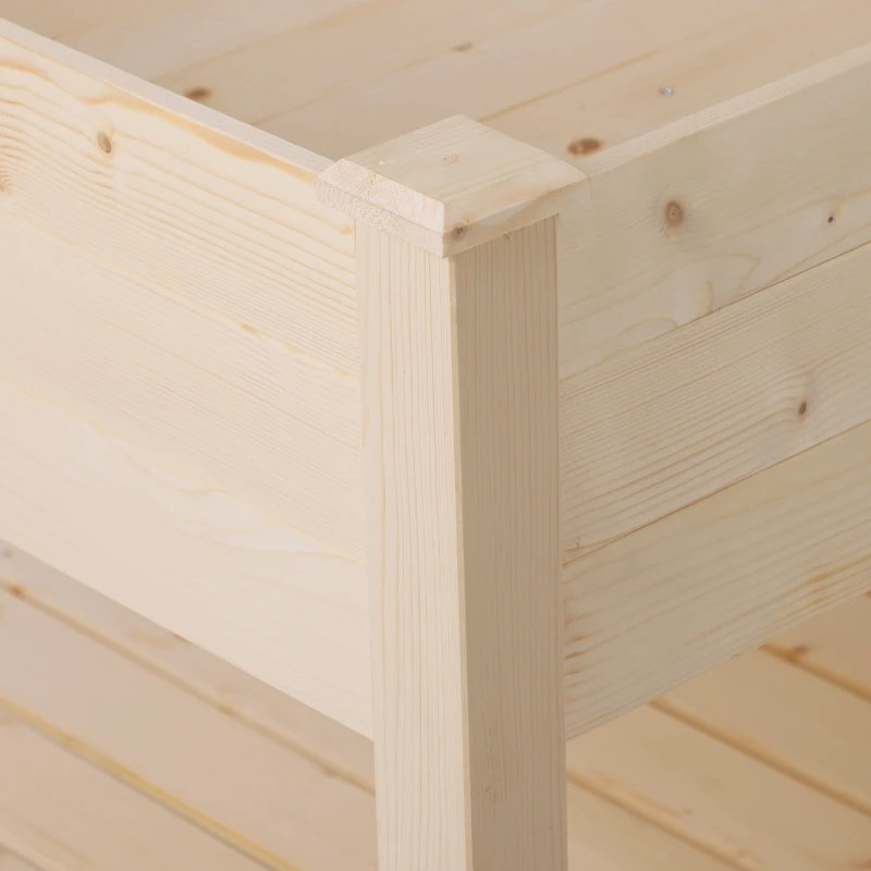 Outsunny 36" x 36" Raised Garden Bed with Storage Shelf, 2 Tiers Elevated Wooden Planter Box Stand for Vegetable Flower Herb, Indoor Outdoor Usage, Patio, Backyard, Natural