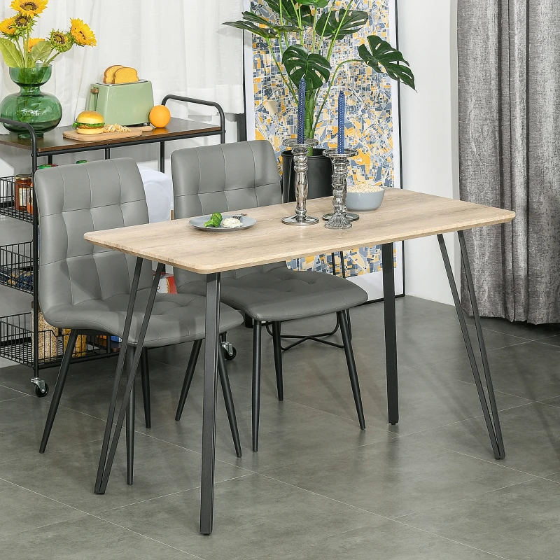 HOMCOM Rustic Rectangular Dining Table Kitchen Table with Metal Hairpin Legs for Dining Room, or Living Room 47.25" x 23.5" x 29.5", Natural