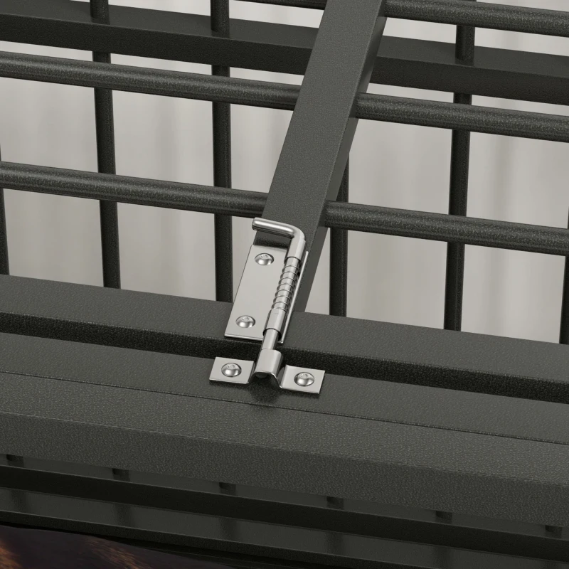 PawHut 37" Heavy Duty Dog Crate, Foldable Dog Cage on Wheels with Double Locks, Removable Tray, Openable Top, Double Doors, Indoor Outdoor Use, for Small and Medium Dogs - Black