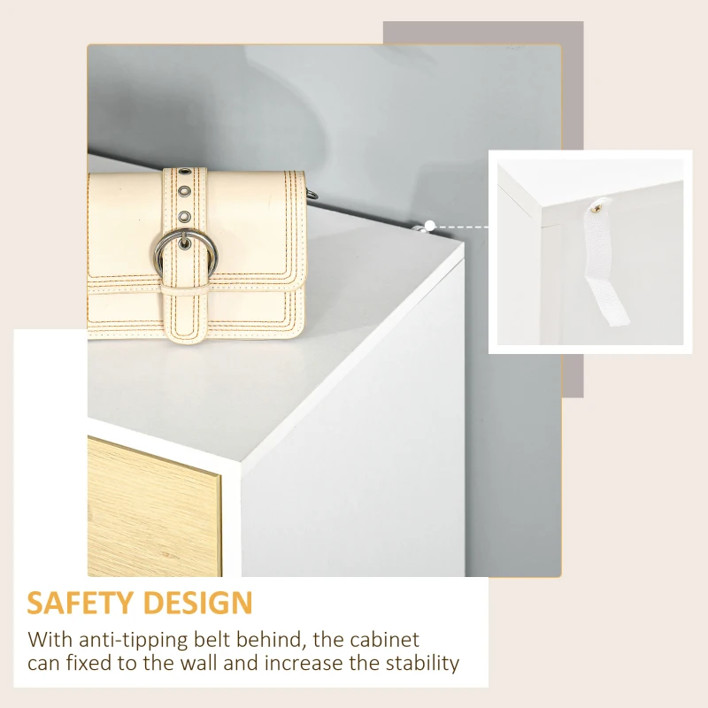 HOMCOM Floor Storage Cabinet with 3 Drawers & 3 Shelves Free Standing Drawer Chest, Sideboard Storage Organizer for Living Room Office