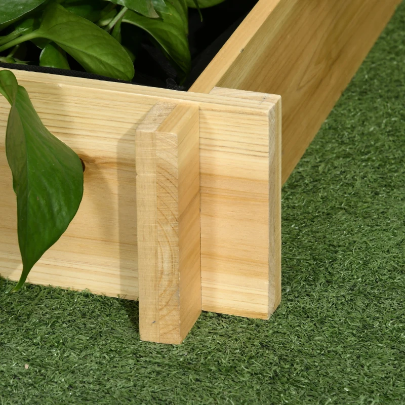Outsunny 3 Tier Raised Garden Bed, Water Draining Fabric for Soil, Elevated Wood Flower Box for Vegetables, Herbs, Natural
