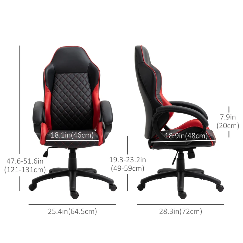 Vinsetto High Back Office Chair Gaming Chair Racing Executive Desk Chair with PU Leather, Adjustable Height, Red