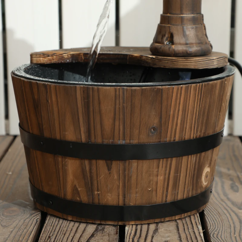 Outsunny Outdoor Fountain, Garden Water Fountain with Electric Pump for Porch, Deck, Yard, Carbonized