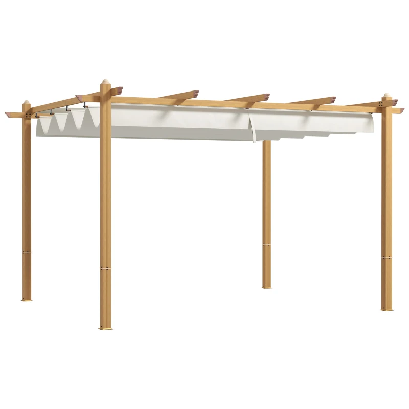 Outsunny 10' x 10' Retractable Pergola Canopy, Aluminum Pergola Sun Shade Shelter for Garden, Patio, Backyard, Deck, Cream