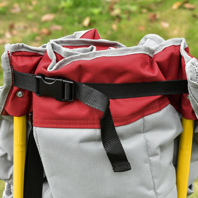 Outsunny Loveseat Style Camping Chair, Oversized Folding Lawn Chair with Carry Bag & Cup Holders, for Outdoor, Beach, Picnic, Hiking, Travel, Red & Gray