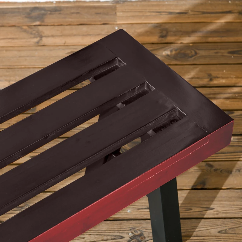 Outsunny 2 Pieces Patio Wooden Bench, Outdoor Garden Bench with Slatted Seat, Front Porch Loveseat for Conservatory, Garden, Poolside, Deck, Brown