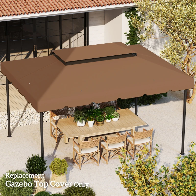 Outsunny Model 84C-101 or 84C-144 13' x 10' Gazebo Replacement Canopy, Gazebo Top with Double Vented Roof (TOP ONLY), Coffee