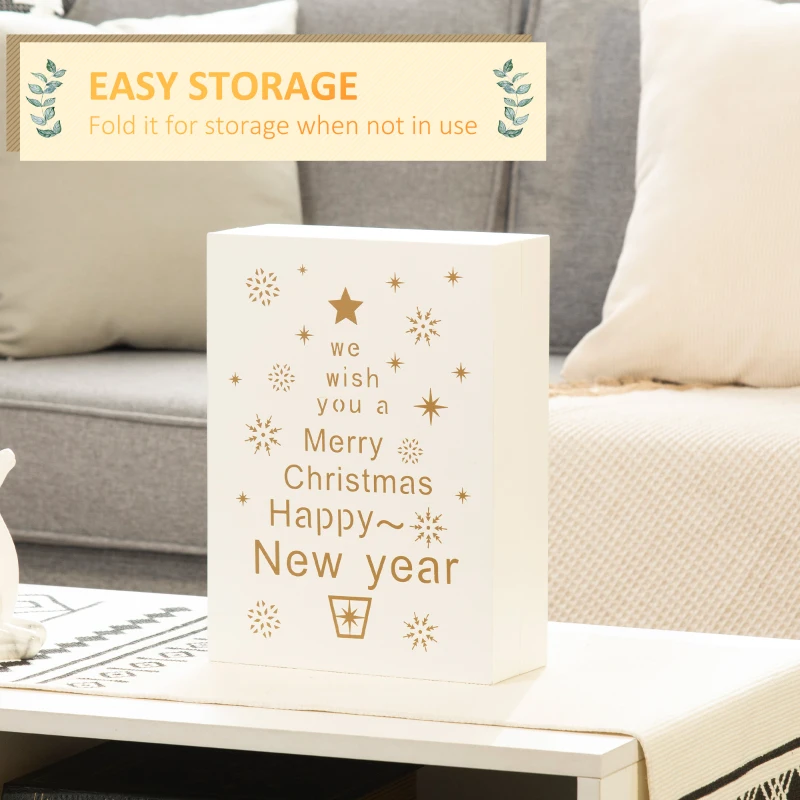 HOMCOM Wooden Christmas Advent Calendar Book, Table Holiday Decoration with 24 Countdown Drawers, for Kids and Adults, White