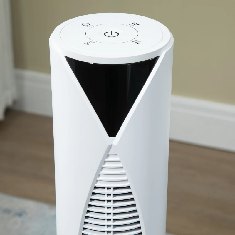 HOMCOM 38 Inch Tower Fan for Bedroom Cooling, 70°Oscillating Fan with 3 Speeds, 12H Timer, and Remote Control, Standing Floor Fan for Home Office, White