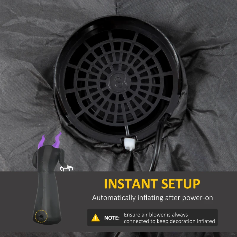 Outsunny 7ft Inflatable Halloween Ghost with Horns, Blow-Up Outdoor LED Yard Display with Flame Effect for Garden, Lawn, Yard, Party, Holiday