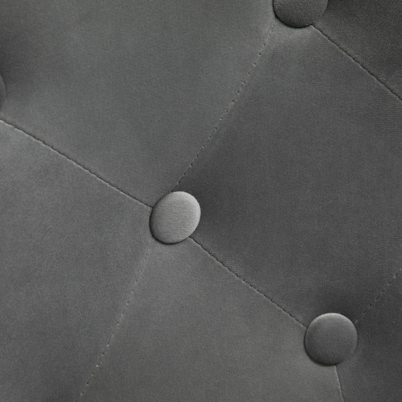 HOMCOM Modern Makeup Vanity Chair Round Tufted Swivel Accent Chair with Chrome Frame Height Adjustable for Living Room, Bedroom Gray