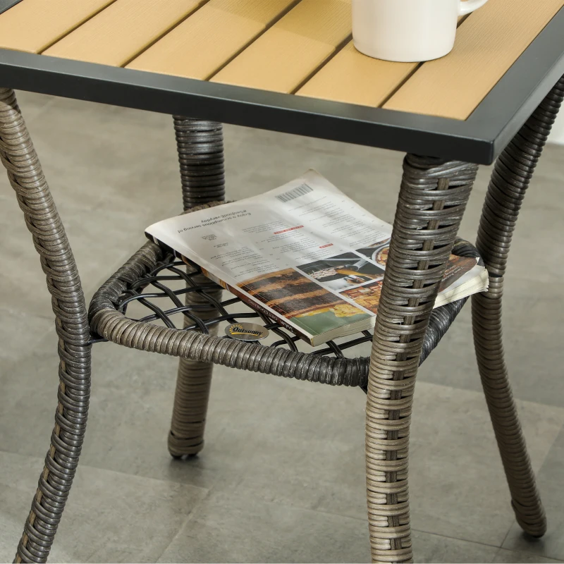 Outsunny 3 Piece Outdoor Bistro Set, Wicker Patio Furniture Set with Swivel Glider Chairs for Balcony, Porch, Grey