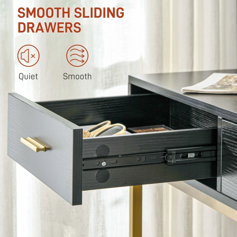 HOMCOM Makeup Vanity Table Set with Lighted Mirror, Stool, Drawers, Shelves, 2 Lighting Modes, Dressing Table, Black