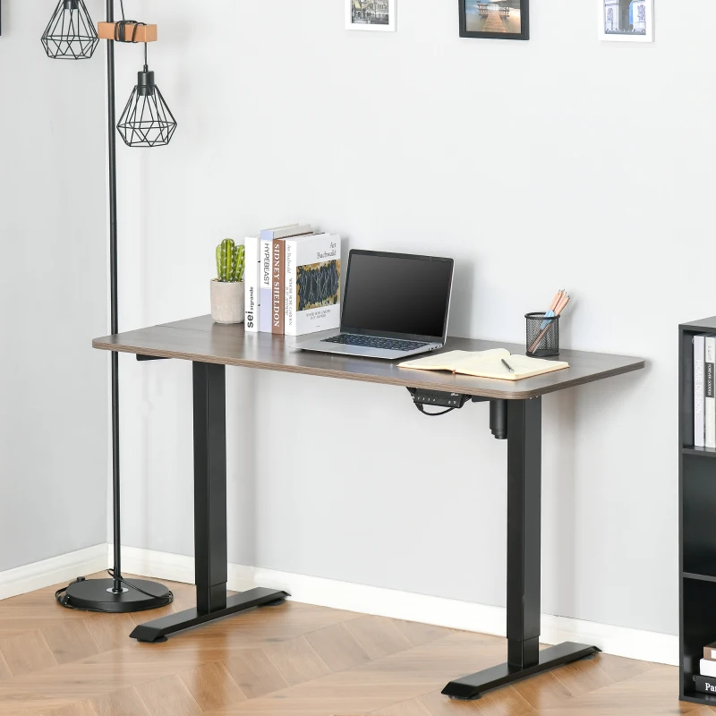 Vinsetto Electric Height Adjustable Standing Desk with 54" Desktop, Sit Stand Home Office Desk with Memory Button Control and Anti-Collision System, Teak/Black