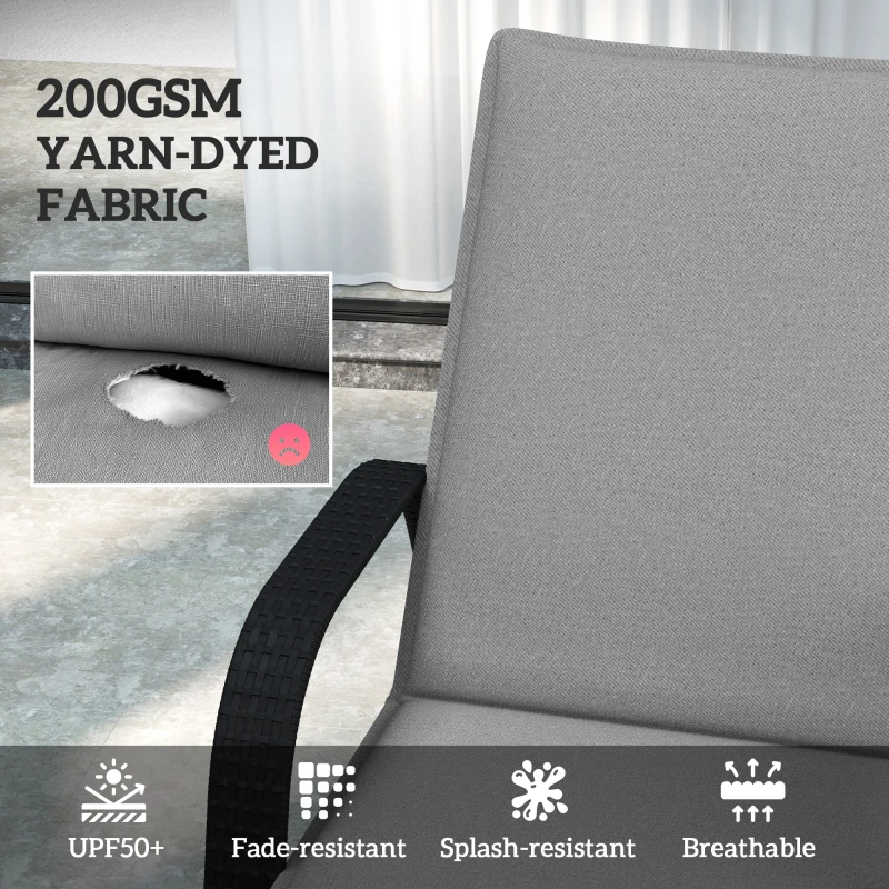 Outsunny Foldable Chaise Lounge Cushion Set of 2, Outdoor Lounge Chair Cushion Set, UPF50+ 200gsm Fabric, 76" x 23", Gray